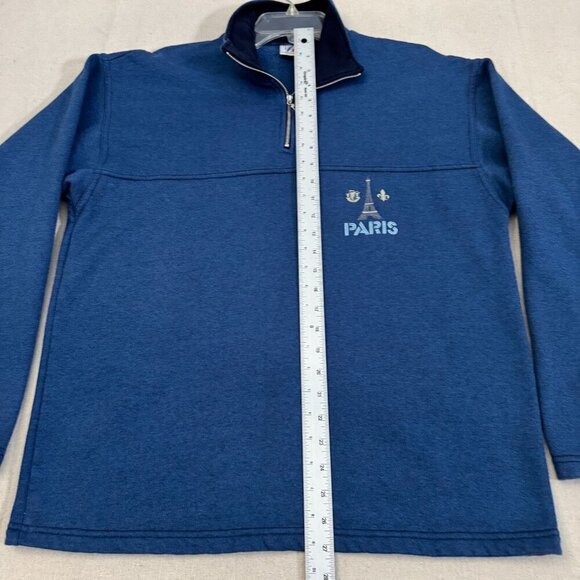 France Estelle Paris Embroidered Half-Zip Pullover Sweatshirt Long Sleeve Blue L - Picture 8 of 12